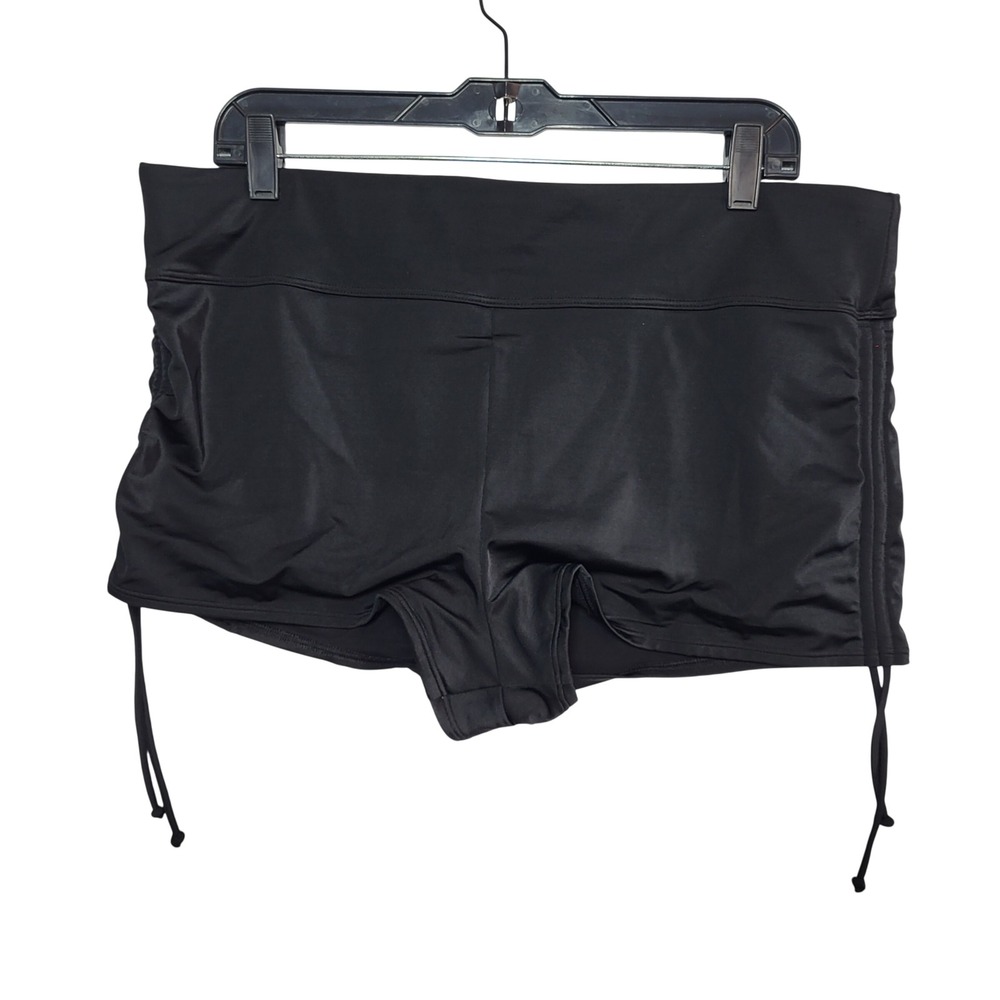Lane Bryant LIVI Active Shorts Plus 18 Black Ruched Drawstring Sides Shortie NEW